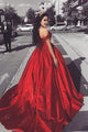Marvelous Red Ball Gown Off The Shoulder Satin With Applique Sweep Train