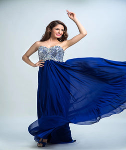 A Line Sweetheart Chiffon Prom Dresses With Beadings