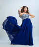 A Line Sweetheart Chiffon Sweep Train Prom Dresses With Beadings