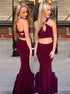 Two Piece Mermaid Halter Spandex Prom Dress  LBQ0035