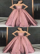 Ball Gown Strapless Sweep Train Prom Dresses with Pleats