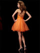 Orange A Line Beadings Strapless Mini Organza Homecoming Dresses