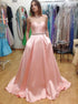 A Line Sweetheart Pink Pleated Prom Dress with Beadings LBQ0272