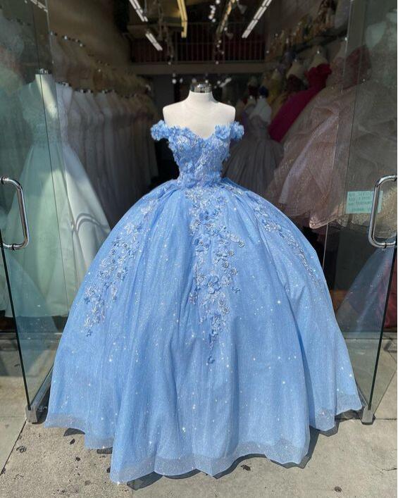 Tulle Princess Off-the-shoulder Appliqués Long Formal Prom