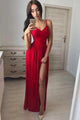 Magnificent Red Chiffon Spaghetti Straps Prom Dress