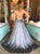 Gray A Line Spaghetti Straps Square Neck Satin Prom Dresses