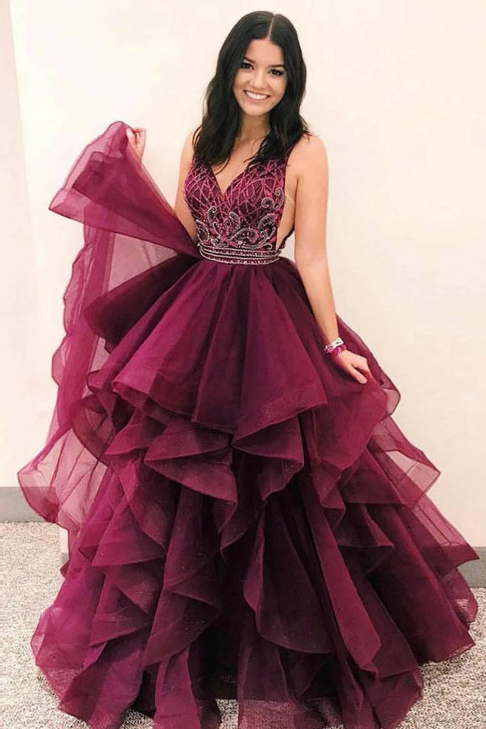 Ball Gown Open Back Prom Dresses with Sequins and Beading | Alinepromdress Ball Gown Open Back Prom Dresses with Sequins and Beading | Alinepromdress