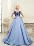 Mermaid Tulle Scoop Appliques Prom Dresses With Sweep Train Detachable LBQ0273
