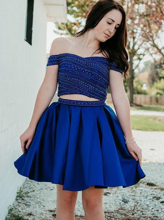 Off the shoulder Homecoming Dresses with Beadings | Alinepromdress Off the shoulder Homecoming Dresses with Beadings | Alinepromdress