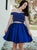 Off the shoulder Royal Blue Mini Homecoming Dress with Beadings 