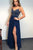 A Line Spaghetti Straps Sleeveless Beaded Long Prom Dress with Split ZXS1033