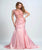  Scoop Mermaid Satin Appliques Sweep Train Open Back Prom Dresses