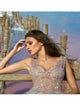 V Neck A Line Tulle Prom Dresses with Applique, Beads and Slit