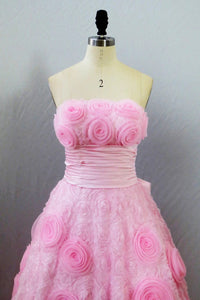 Cute Pink Ball Gown Lace Sweetheart Bow Knot Prom Dress
