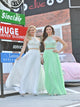 A Line Rhinestones Chiffon Scoop Prom Dresses with Sweep Train LBQ0275