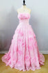 Pink Ball Gown Lace Sweetheart Bow Knot Prom Dress LBQ0056