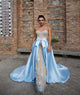 Mermaid Lace and Satin Chapel Train Detachable Prom Dresses
