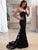 Gorgeous Mermaid Sweetheart Black Lace Prom Dress with Sweep Train