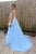 Sky Blue V Back Lace Evening Dress