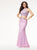 Mermaid Scoop Open Back Lace Prom Dresses With Beadings