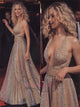 Halter Sequins Sleeveless Prom Dresses with Sweep Train