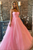 Shiny Pink Tulle Spaghetti Straps Sparkly  Long Prom Formal Evening Dress  GJS707