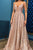 Sexy Deep V Sling Maxi Dresses ,Champagne Long Prom Dress with Sequins GJS179