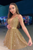 Shiny Sequins V Neck Golden Short Prom Homecoming Dress with Belt GJS690