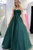 Strapless Green Lace Tulle Long Prom Formal Graduation Evening Dress GJS685