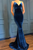 Deep V Neck Mermaid Velvet Prom Dresses LBQ1245