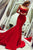 Satin Mermaid Sweetheart Red Long Prom Dresses GJS638
