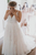 A Line V Neck Ivory Lace Appliques Beading Tulle Wedding Dress LBQW0167