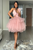 A Line Spaghetti Straps V Neck Ruffles Pink Tulle Prom Dress LBQH0116