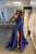 Blue Satin Long Prom Dress one Shoulder Evening Dress GJS342