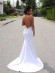 Mermaid Spaghetti Straps Lace Satin Backless Wedding Dresses
