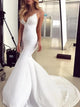 Mermaid Spaghetti Straps Sweep Train Lace Satin Wedding Dresses