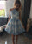 Blue Jewel Short Tulle Homecoming Dress with Appliques