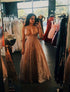 A Line Deep V Neck Sleeveless Sequins Prom Dresses MOS22