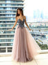 A Line Sweetheart Tulle Yarn Prom Dress with Beadings LBQ0221