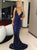 Sexy Mermaid Spaghetti Straps Sweep Train Sequined Prom Dress