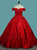 Luxurious Red Off The Shoulder Ball Gown Applique Satin Prom Dresse