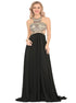 A Line Criss Cross Chiffon Scoop Prom Dresses With Beadings LBQ0281