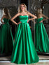 Sweetheart A Line Satin Lace Up Prom Dresses with Ribbon  LBQ0252