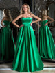 Sweetheart A Line Satin Sweep Train Lace Up Prom Dresses with Ribbon 