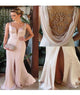 Mermaid Scoop Chiffon With Beadings And Slit Sweeo Train Yarn Prom Dresses