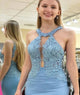 Mermaid Satin Appliques Sweep Train Prom Dresses LBQ0308