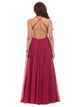 A Line Chiffon Spaghetti Straps Prom Dresses With Appliques LBQ0254