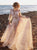 A Line V Neck Long Sleeves Lace Prom Dresses With Appliques