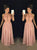 A Line Scoop Chiffon Pink Sweep Train Prom Dresses With Appliques