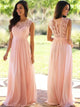 A Line Scoop Applique Floor Length Chiffon Dresses